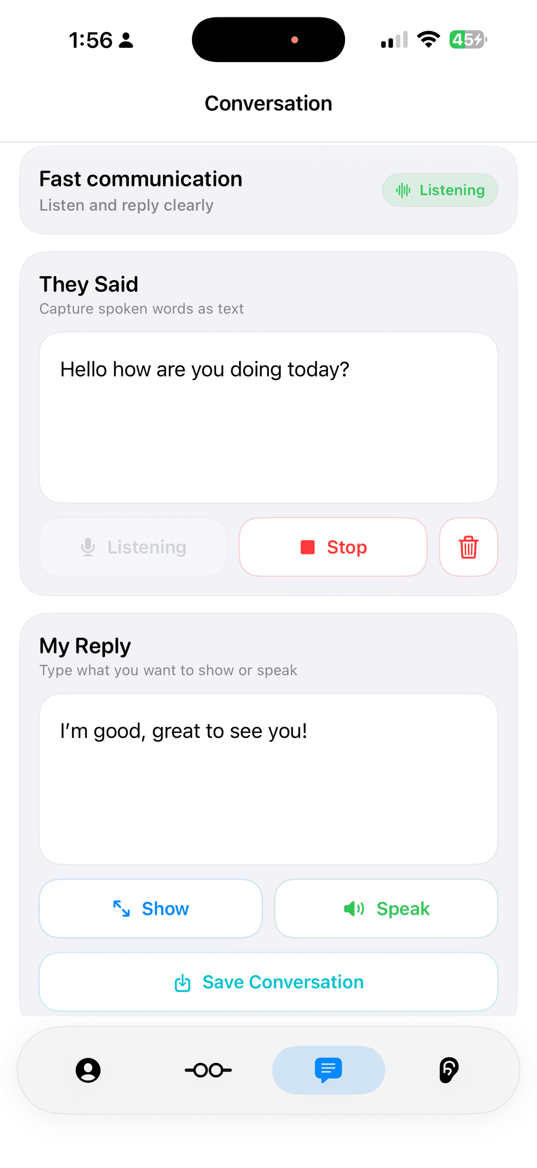 Conversation screen preview