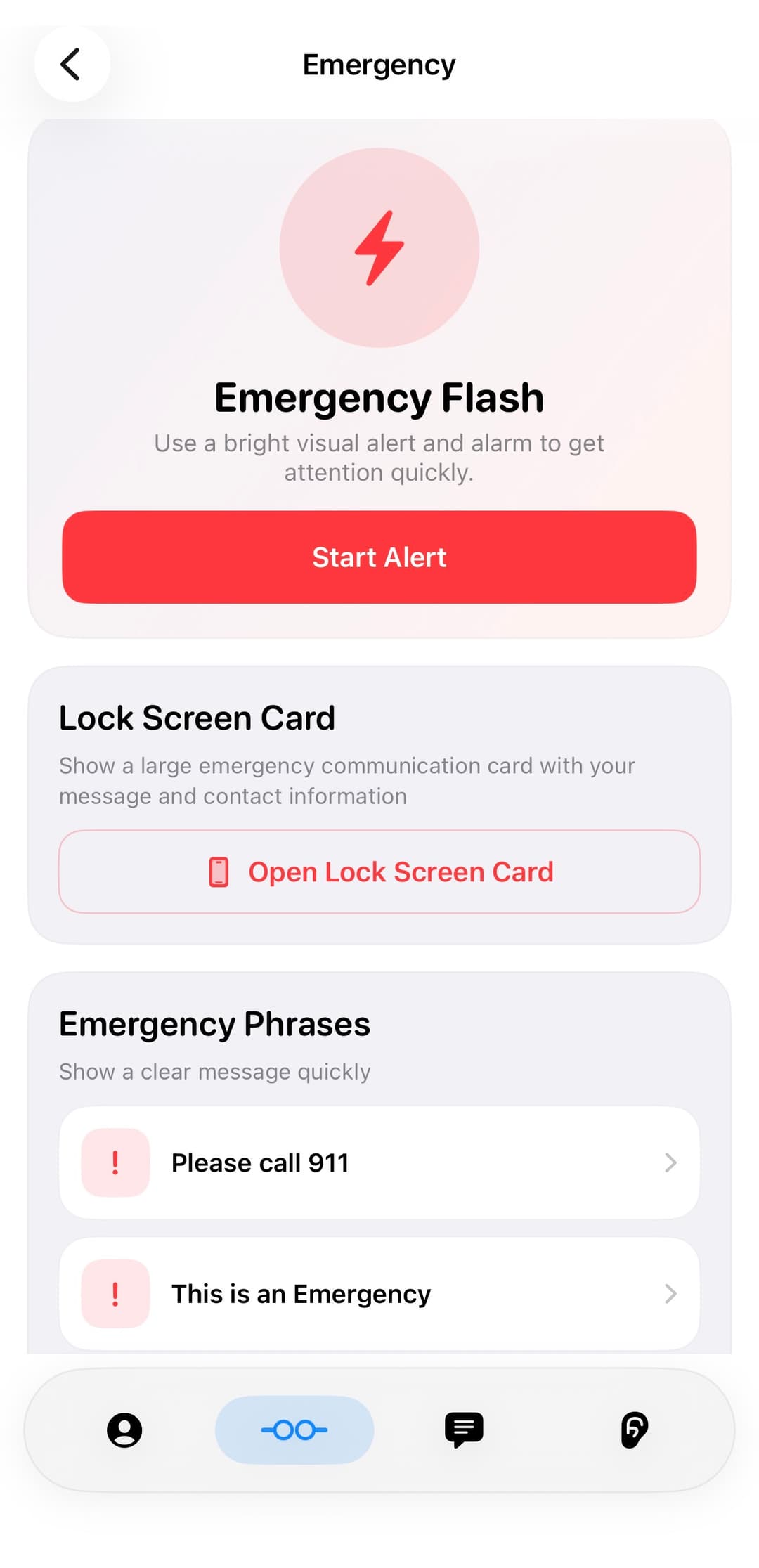 Emergency screen preview
